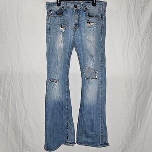 vtg y2k guess light wash bootcut  distressed streetwear grunge jeans
